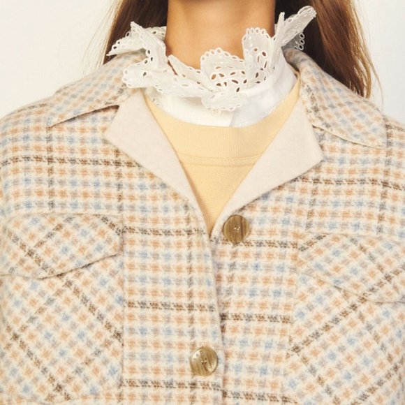 Sandro FENON Fringe Wool Overshirt Coat - Picture 2 of 3